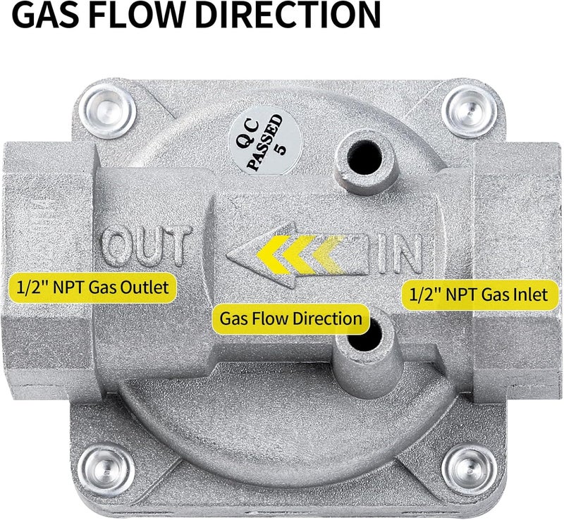 Awoco BurnTouch Gas Regulator 7010-5010 1/2 PSIG 1/2" NPT Natural Gas and Liquid Propane NAT 5" - LPG 10" WC, for Gas Ranges - Image 3